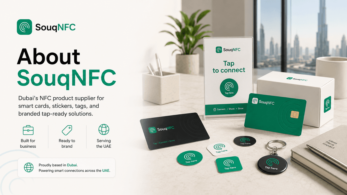 SouqNFC NFC supplier in Dubai offering smart cards, NFC stickers, tags, and branded tap-ready solutions for businesses across the UAE.